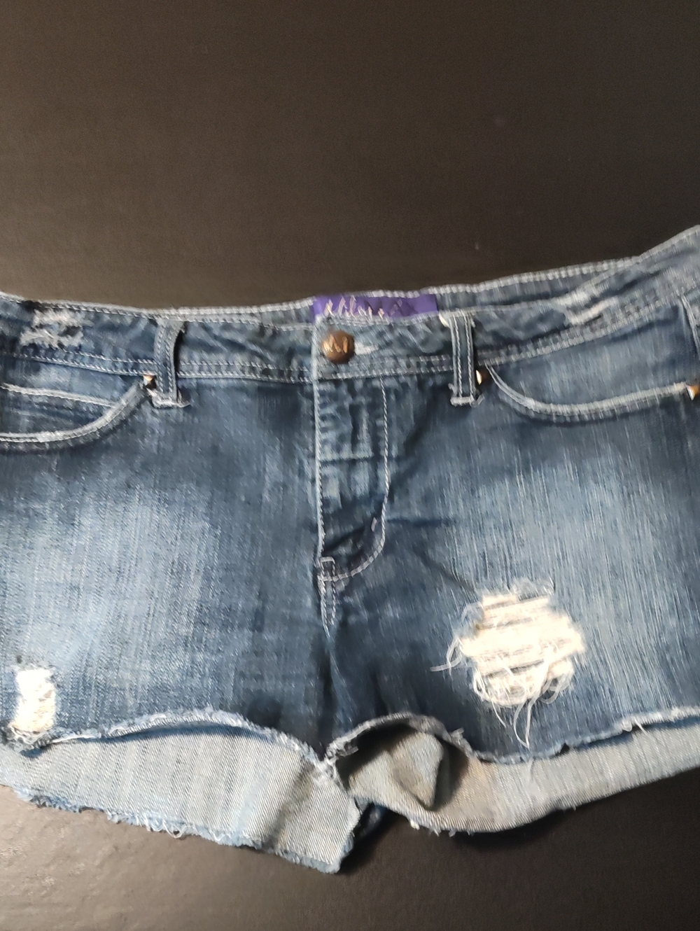 Miley Cyrus Women’s Distressed Denim Shorts - Blue